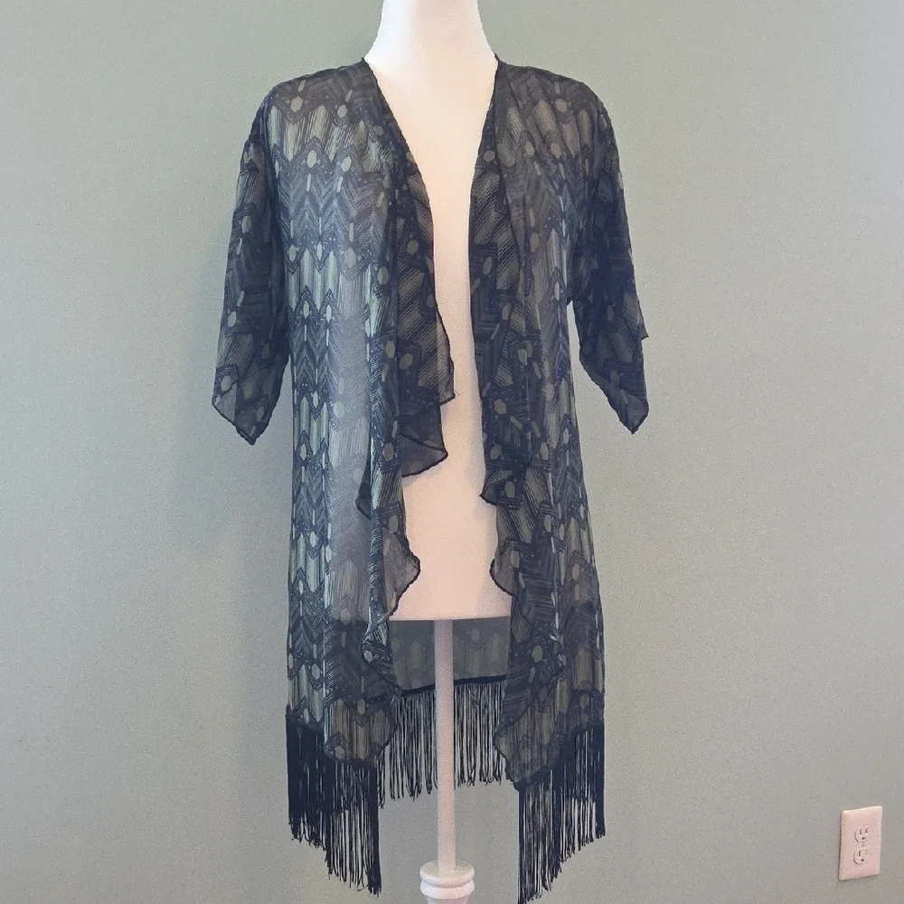 LuLaRoe Sheer Black Kimono